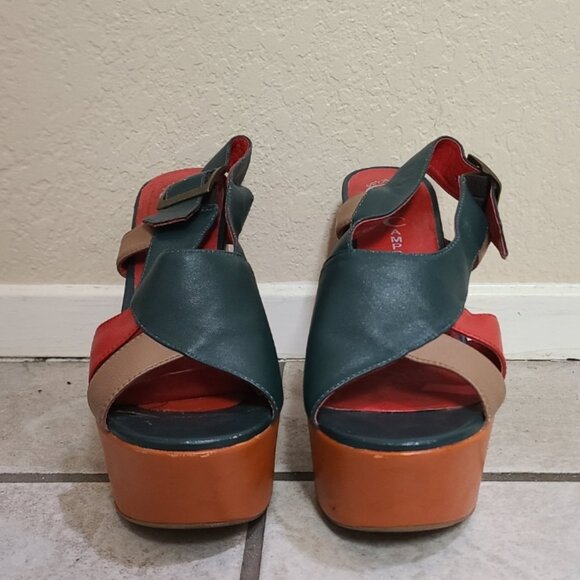 JEFFREY CAMPBELL HANDMADE HAVANA LAST PLATFORM HIPPIE RETRO LEATHER SANDALS 6M - Picture 5 of 8